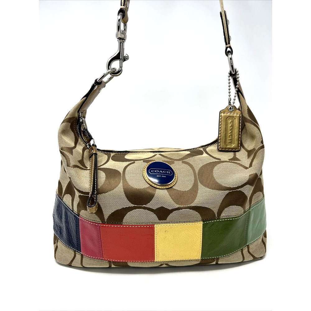 Coach Signature Stripe Multi Color Shoulder Bag